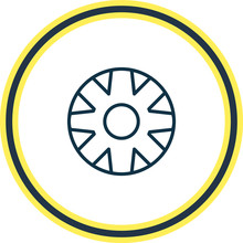Vector Illustration Of Hubcap Icon Line. Beautiful Details Element Also Can Be Used As Tire Icon Element.