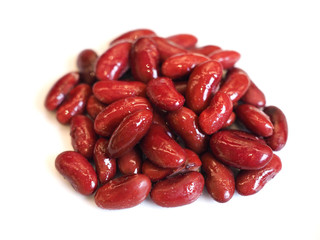 Boiled red beans, healthy food isolated on white background.