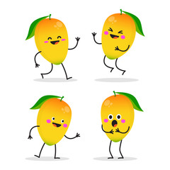 Wall Mural - Mango. Cute fruit character set.