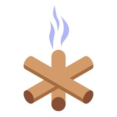 Sticker - Burned campfire icon. Isometric of burned campfire vector icon for web design isolated on white background