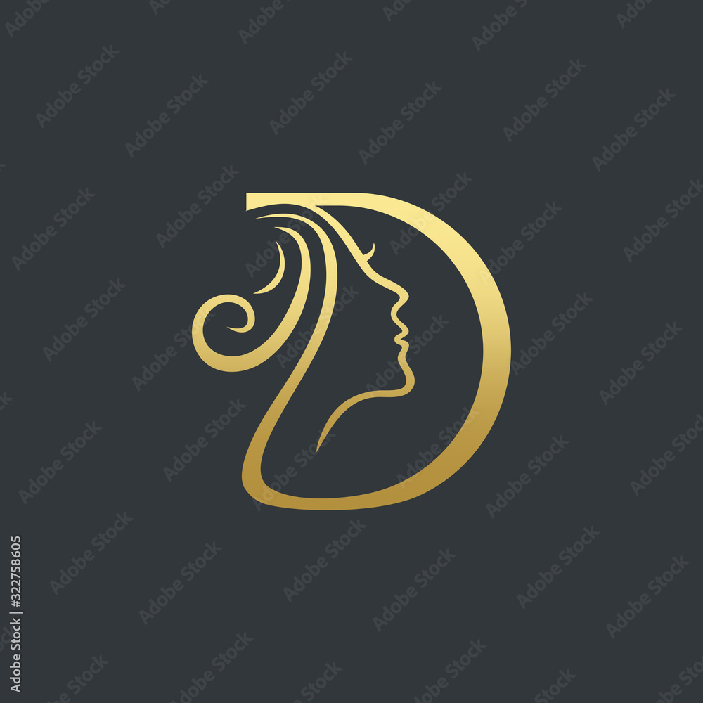 Letter D beauty Face Logo Design Vector Icon Stock Vector | Adobe Stock