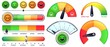 Pain scale meter. Smile and sad emotion measure, no pain and worst pain scales vector set. Collection of modern tools for measuring level or degree of severity and intensity of pain with smiley faces.