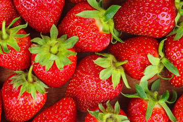 Food background: red strawberries