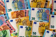 Eurobanknoten verschiedener Werte als Hintergrund