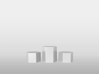 Wall Mural - product stand, octangle shape, reflecive, minimal white. 3d rendering. studio
