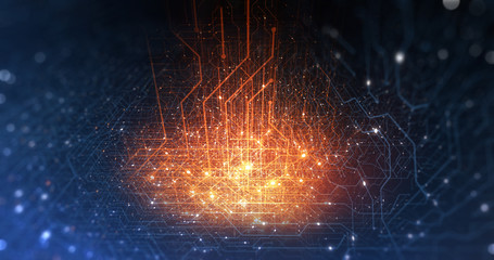 Canvas Print - abstract tech background made of printed circuit board. depth of field effect and bokeh. internet co