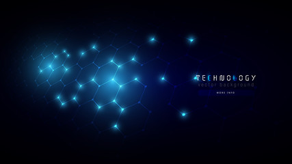 Wall Mural - dark blue abstract hexagon technology background,futuristic hexagon tech background,cyberspace techn
