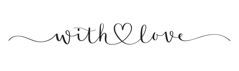with love black vector brush calligraphy banner with heart