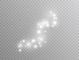 Wall Mural - magic glitter dust particles. white glowing light effect isolated on transparent background. star bu