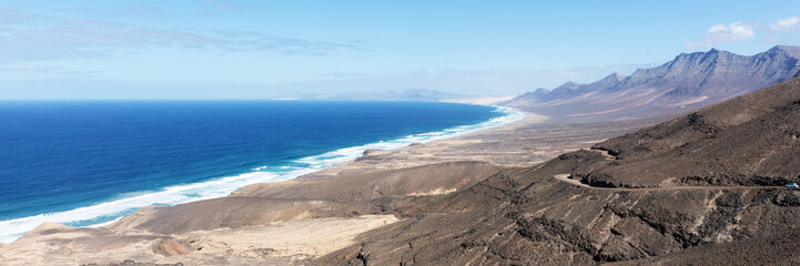 Wall Mural - Panoramic view of the beach of Cofete. Fuerteventura, Canary Islands, Spain. Travel destination