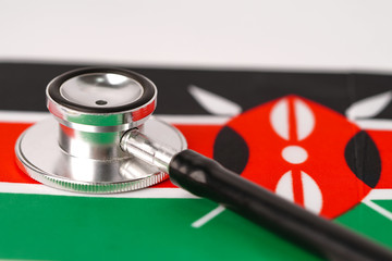 Black stethoscope on Kenya flag background : Business and finance concept.