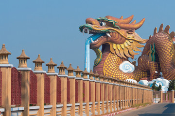 Wall Mural - Big dragon statue Chinese style in Suphanburi province in Thailand.