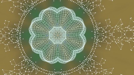 Wall Mural - kaleidoscope smooth sequence white pattern moving over pastel beige and green background.