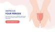 © Kseniia_Fast - Menstrual cup concept banner landing page design. Menstrual cup in female hands. Improve you period concept. Vector cartoon hand drawn illustration.