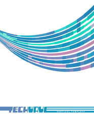 Aufkleber - Template with blue, turquoise and purple tech wave. Vector graphics