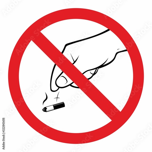 Cuadros en Lienzo Not allowed throwing cigarettes to the floor sign