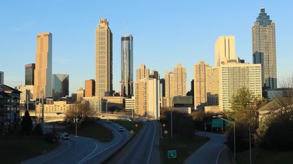 Wall Mural - Timelapse of Atlanta, Georgia, United States city center at sunset 4K