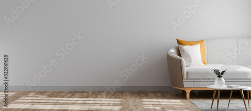Bright and modern interior background, wall mock up, scandinavian style interior Poster Mural XXL