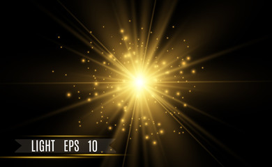 Wall Mural - vector gold sparkles, magic, bright light effect on a transparent background. gold dust.