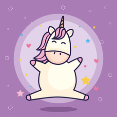 Canvas Print - cute unicorn fantasy with hearts and stars decoration