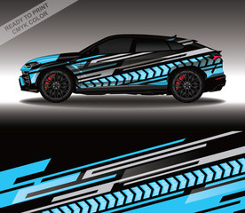 Wall Mural - Car wrap decal design vector, custom livery race rally car vehicle sticker and tinting.