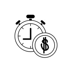 Sticker - money business financial stopwatch coin line style icon