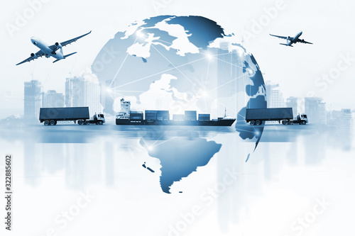 Fotomural The world logistics background or transportation Industry or shipping business,