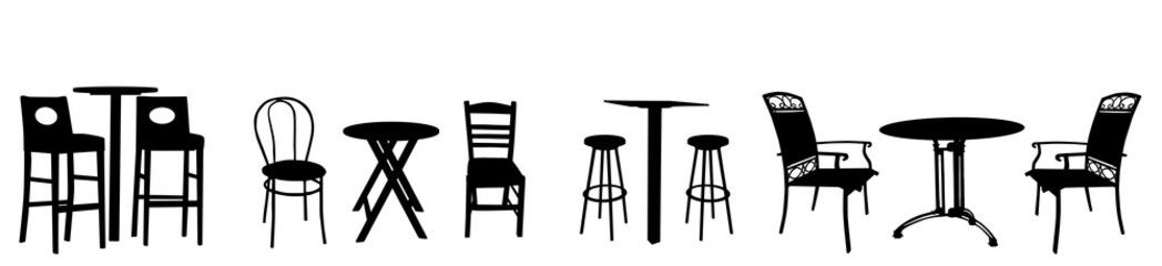 Tables and chairs silhouette