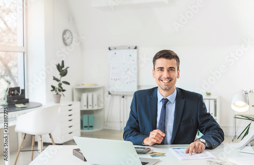 Cuadros en Lienzo Male bank manager working in office