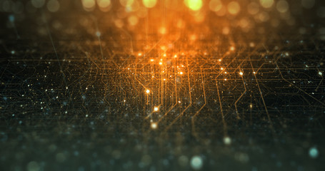 Canvas Print - abstract tech background made of printed circuit board. depth of field effect and bokeh. internet co