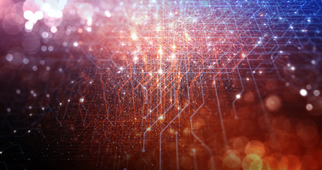 Wall Mural - abstract tech background made of printed circuit board. depth of field effect and bokeh. internet co