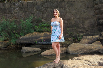 Wall Mural - young woman in white dress