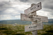 © Jon Anders Wiken - Seo, strategy and brand text on wooden road sign outdoors in nature.