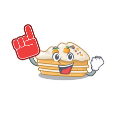 Sticker - A picture of carrot cake mascot cartoon design holding a Foam finger