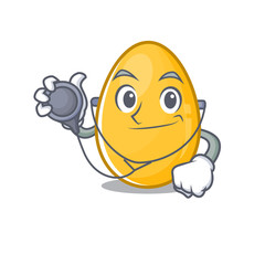 Sticker - A mascot picture of golden egg cartoon as a Doctor with tools