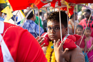 Sungai Petani, Malaysia - 8 Feb 2020 - Hindu religious men celebrate the Hindu festival, Thaipusam, Penang, Malaysia