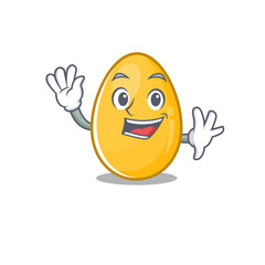 Canvas Print - Waving friendly golden egg mascot design style