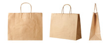 Brown Paper Shopping Bags Isolated On White Background