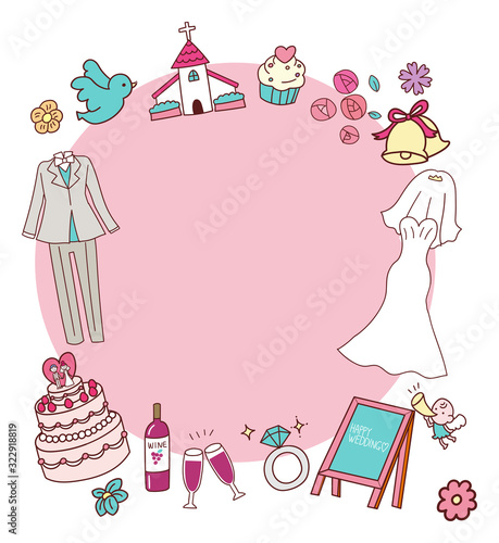 結婚式 ブライダル イラスト 素材 フレーム ピンク デザイン 手書き風 かわいい Buy This Stock Vector And Explore Similar Vectors At Adobe Stock Adobe Stock