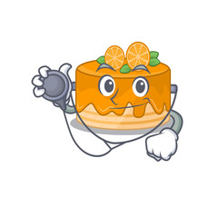 Sticker - A mascot picture of orange cake cartoon as a Doctor with tools