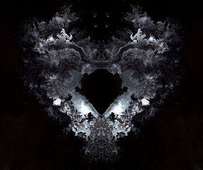 Aufkleber - Watercolour splashes heart on black paper background.