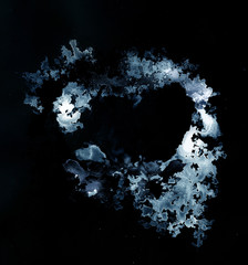 Aufkleber - Watercolour splashes heart on black paper background.