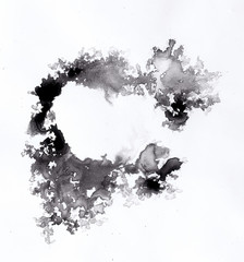 Aufkleber - Watercolour splashes heart on white paper background.