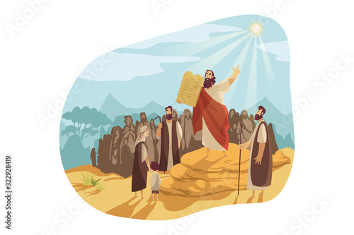 Cuadros en Lienzo Moses with Gods tablets, Bible concept