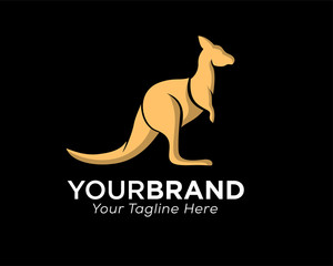 Wall Mural - Stand kangaroo on black logo design inspiration