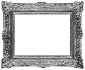 Wall Mural - Rectangle Old silver-plated wooden frame isolated on white background