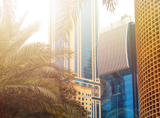 Skyscrapers and modern office buildings at downtown of Doha city 