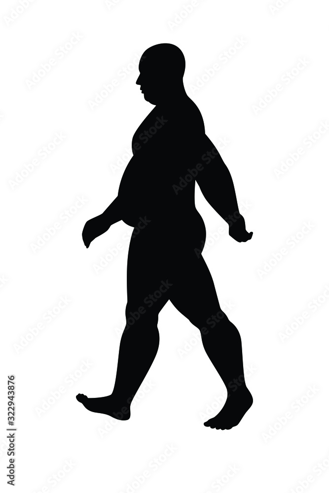Fat man silhouette vector on white Stock Vector | Adobe Stock