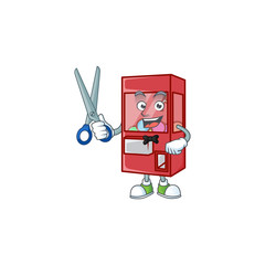 Canvas Print - Happy smiling barber toy claw machine mascot design style