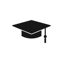 Square Academic Cap, Simple Graduate Cap Silhouette Icon